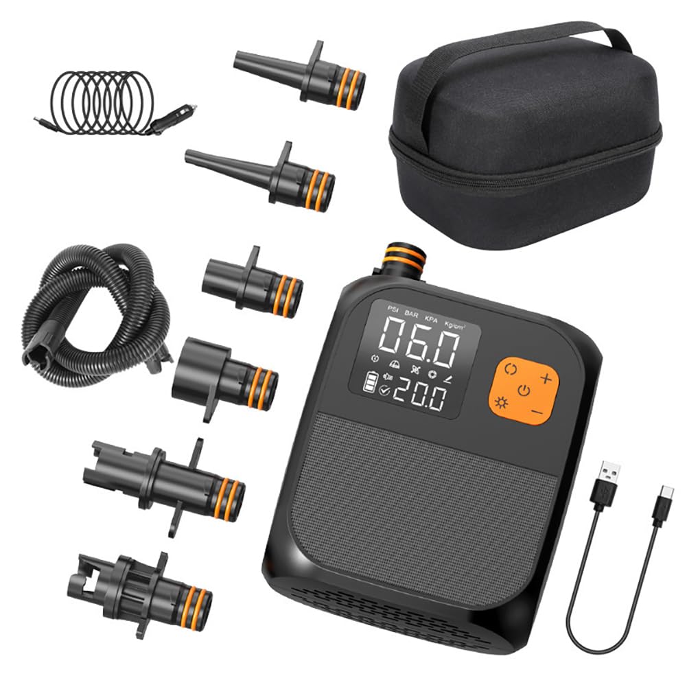 Pompa a batteria al litio Garvee da 80 W: pompa elettrica portatile per paddleboard, gommoni e piscine con display e arresto automatico