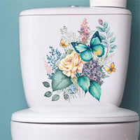 Garvee Sticker WC Autoadesivo PVC Farfalle e Fiori Decorazione Bagno 30x30 cm Impermeabile Rimovibile