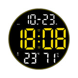 Garvee Orologio Digitale da Parete 12" HD Display con Temperatura, Data, Settimana, 2 Sveglie, Luminosità Regolabile, Plastica Moderna per Casa e Ufficio, Nero - Giallo
