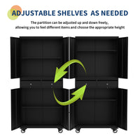 Armadio portaoggetti in metallo Garvee da 72" con ruote, ante con serratura e 2 cassetti per officina e garage, 72"x31,5"x16,5", verniciato a polvere