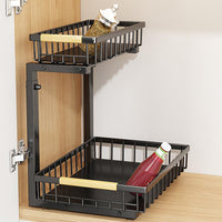 Garvee Organizer sottolavello in formato L con ripiano scorrevole a 2 livelli per cucina e bagno, altzza regolabile, antiruggine, acciaio al carbonio