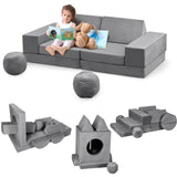Garvee Set Divano Modulare per Bambini 12 Pezzi in Tessuto Lavabile, Pieghevole, Poltrona e Letto Creativo per Cameretta, Multicolore, Dimensioni Varie