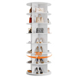 Torre portascarpe girevole a 7 ripiani Garvee, girevole a 360°, MDF da 12 mm, per soggiorno e corridoio, salvaspazio, versatile, indipendente - Bianco