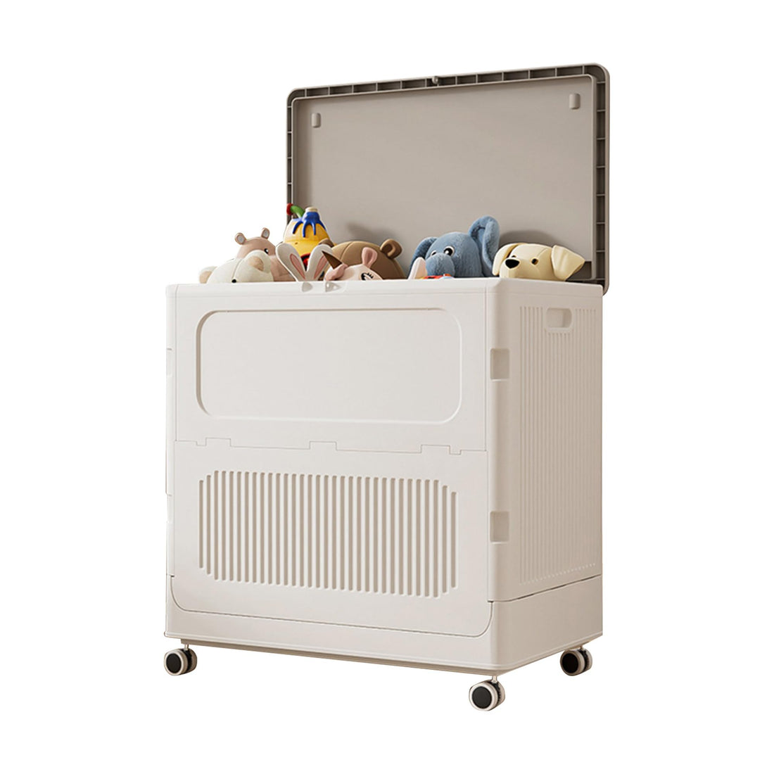 Garvee, grande cesto portabiancheria da 123 litri con coperchio e ruote, pieghevole, in plastica PP resistente per la casa e la lavanderia, 25,2"L x 15,74"W x 24,69"H