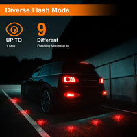 Garvee, confezione da 6 torce LED stradali, luci di emergenza con 9 modalità di lampeggiamento, funzione di ricarica USB, materiale ABS+PC, base magnetica e gancio, impermeabili, per auto, camion, barche