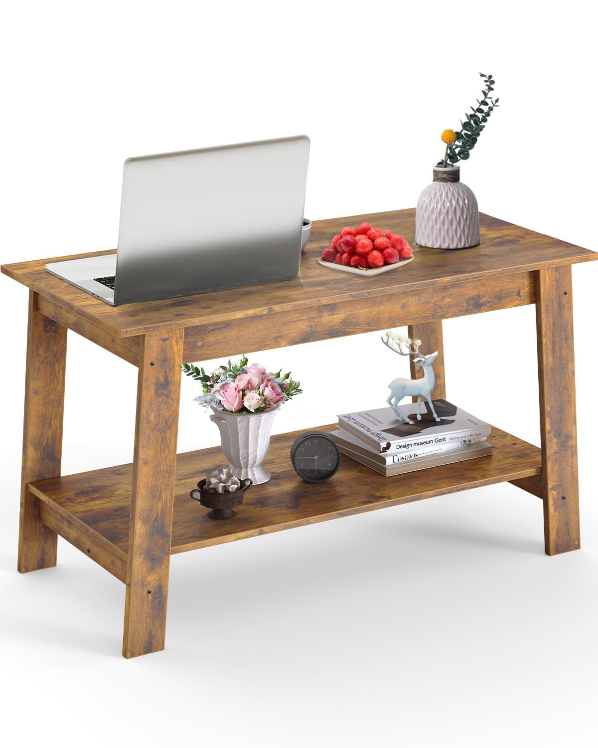 Tavolino rustico Garvee con 2 ripiani per soggiorno e ufficio, 31,49x15,35x18,89 pollici, grigio