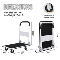 Carrello a mano con piattaforma pieghevole Garvee, capacità di carico di 150 kg, ruote in acciaio e gomma, maniglia comoda, ufficio e magazzino