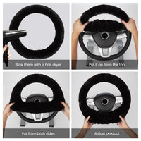 Garvee Set coprivolante soffice da 6 pezzi con coprifreno a mano e portachiavi per auto, nero invernale