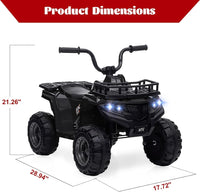 Quad elettrico per bambini Garvee Kids 12V con musica, clacson e fari a LED per bambini dai 2 ai 5 anni, nero, 4 ruote antiscivolo