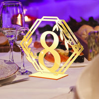 Garvee Set 3D Numeri Tavolo Matrimonio Acrilico Oro Specchio Sechseck Design Elegante Robusto 1-15