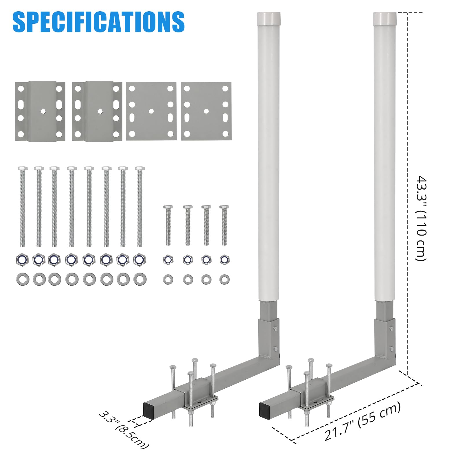 Barra di guida per rimorchi per barche Garvee regolabile da 40 pollici in acciaio inossidabile con protezione in PVC per barche da sci e da pesca, altezza 43 pollici, montaggio flessibile