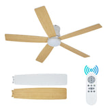 Garvee Ventilatore da Soffitto 132 cm con Luce LED 3 Colori, Motore DC Silenzioso Reversibile, Pale Doppie Noce/Opaco Nero, Telecomando, per Camera e Soggiorno - Bianco