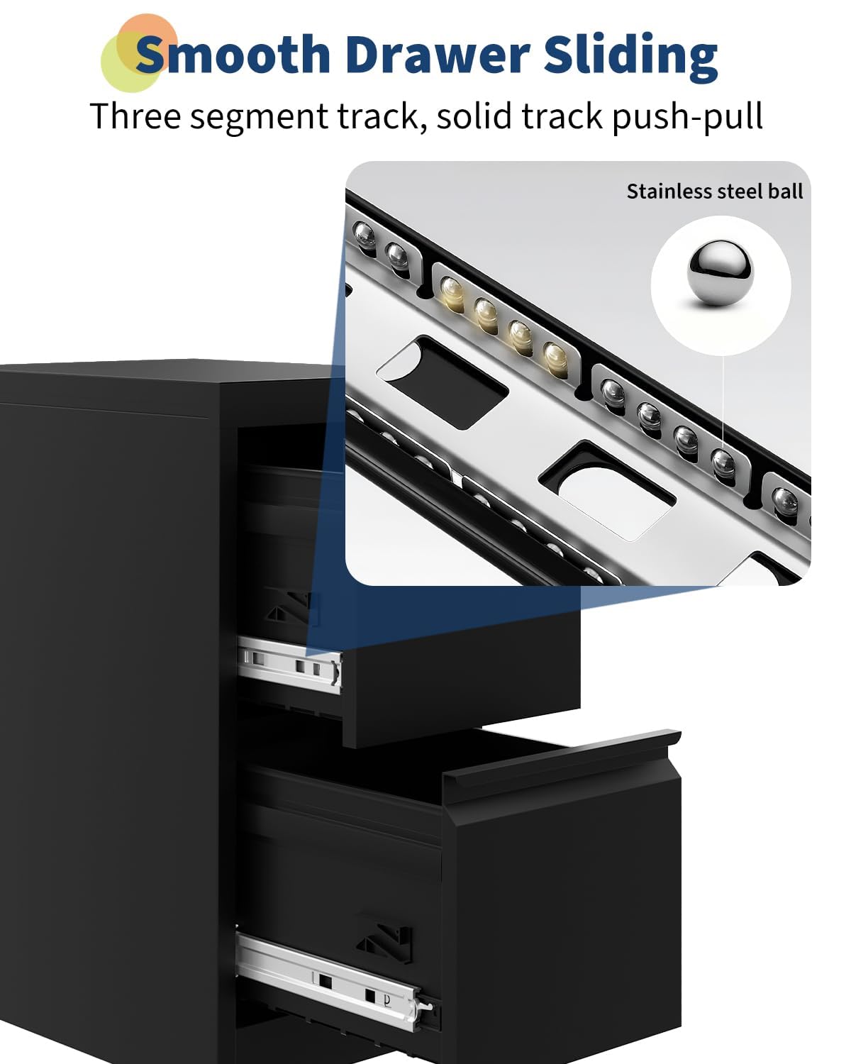 Mobiletto portadocumenti in metallo Garvee con 2 cassetti e serratura, resistente, design antiribaltamento, acciaio da 0,6 mm, verniciato a polvere, sotto la scrivania, ufficio, casa