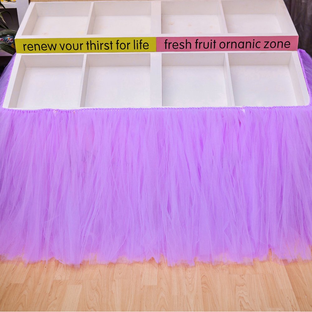Gonna da tavolo in tulle lilla Garvee – Elastica e soffice, per tavoli rettangolari o rotondi, ideale per matrimoni, baby shower, compleanni e decorazioni per feste