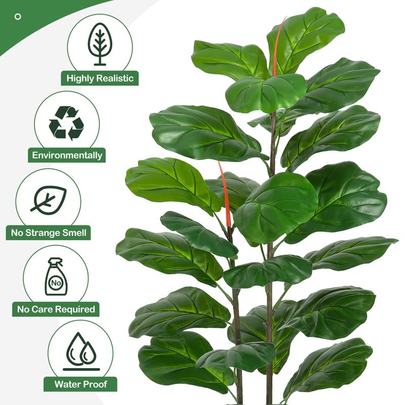 Garvee 39 pollici artificiale Ficus Lyrata albero di plastica per ufficio e soggiorno verde realistico facile da curare