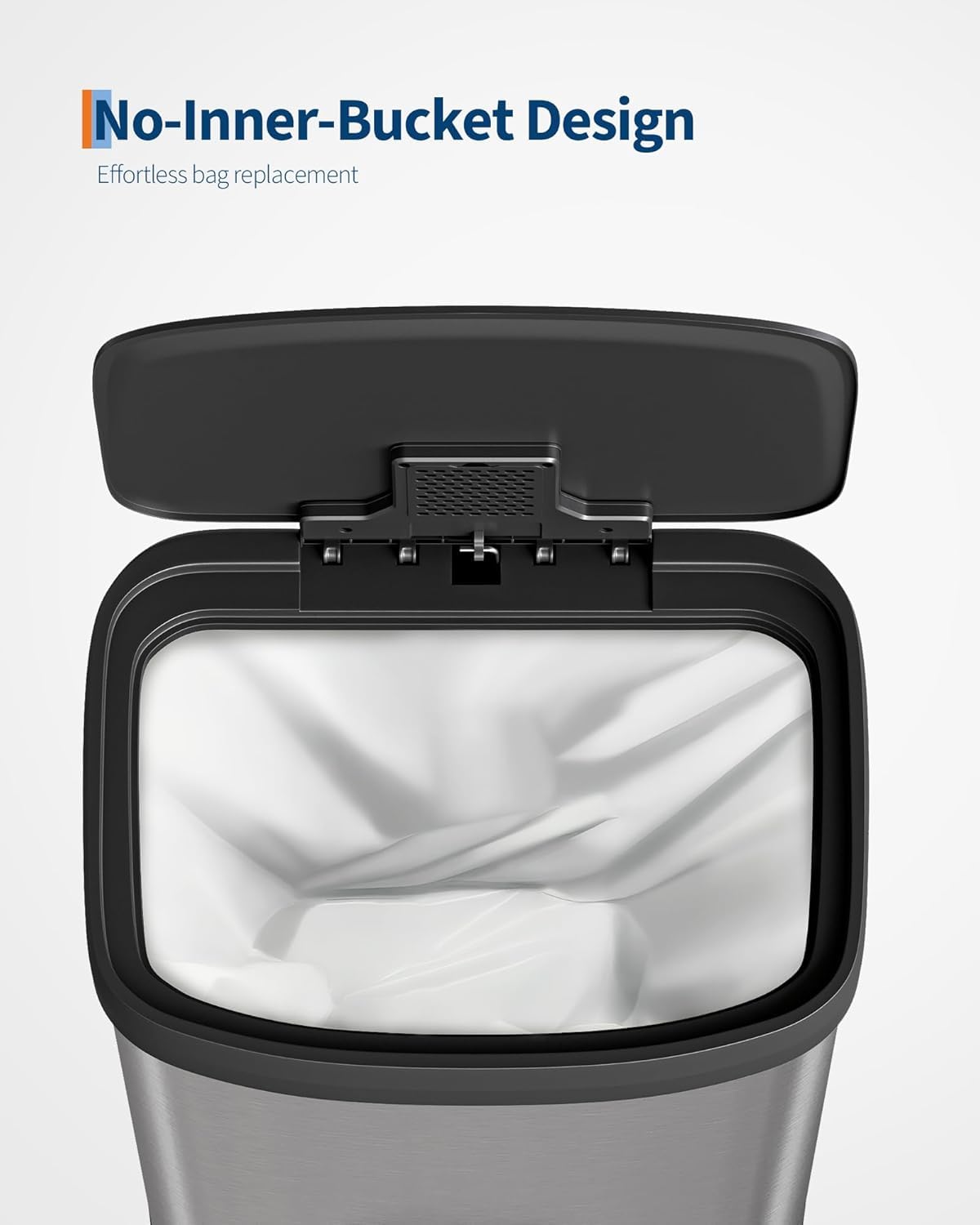 Pattumiera Garvee in acciaio inox da 16 galloni con coperchio a chiusura ammortizzata, maniglia ergonomica, argento, per cucina e ufficio, compatta