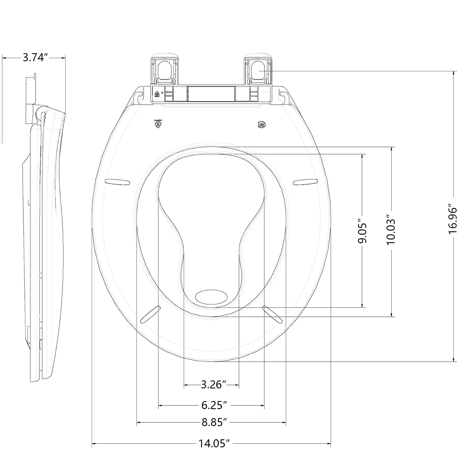 Sedile WC rotondo Garvee con sedile per bambini, chiusura magnetica, chiusura ammortizzata, polipropilene, per bagno di famiglia, bianco