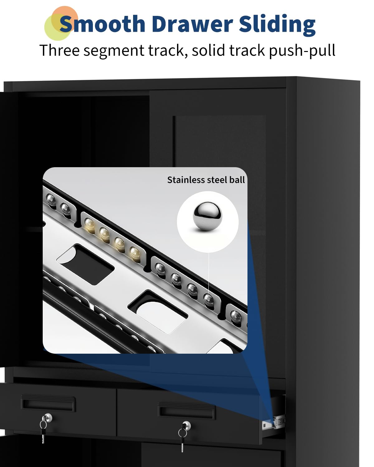 Armadio portaoggetti in metallo Garvee da 72" con cassetti e ante chiudibili a chiave per garage e officina, 72"x31,5"x16,5", acciaio verniciato a polvere, arrotolabile