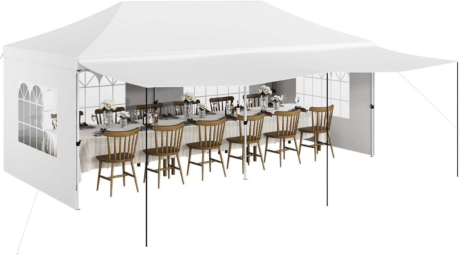 Gazebo 3x6M pop-up Garvee Heavy Duty tenda a baldacchino con 6 pannelli laterali rimovibili per feste commerciali, altezza regolabile, finestre trasparenti, nero