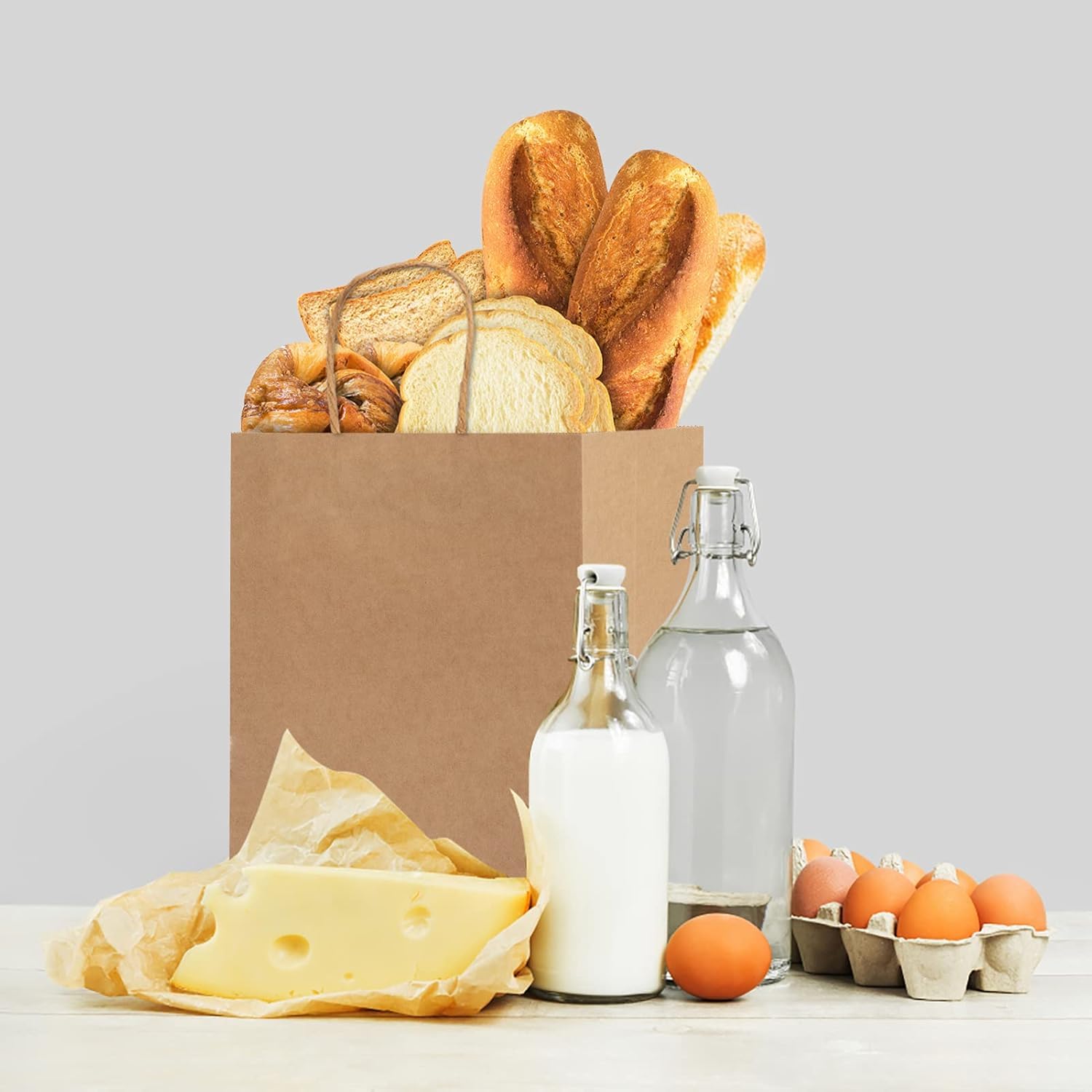 Sacchetti di carta kraft Garvee con manici, 12 pezzi, 26x12x33 cm, marrone, per shopping, matrimoni, imballaggi fai da te