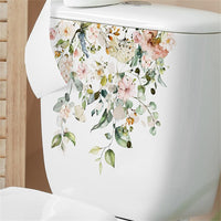 Garvee Adesivi per WC Floreali Autoadesivi in PVC Impermeabile, Decorazione Bagno e Cucina, Design Foglia Verde, Facile da Rimuovere
