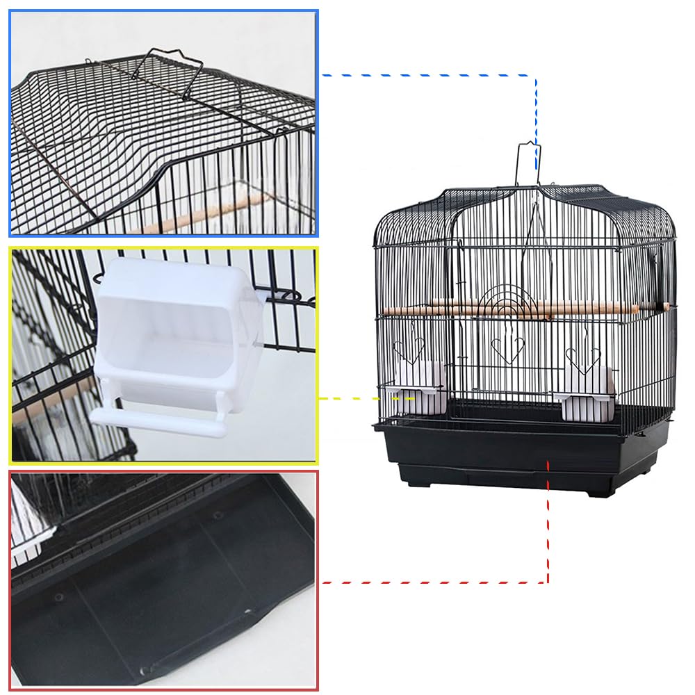 Gabbia da viaggio Garvee per piccoli uccelli con struttura in metallo, vassoio inferiore estraibile, portatile, per canarini e parrocchetti, compatta, trasparente