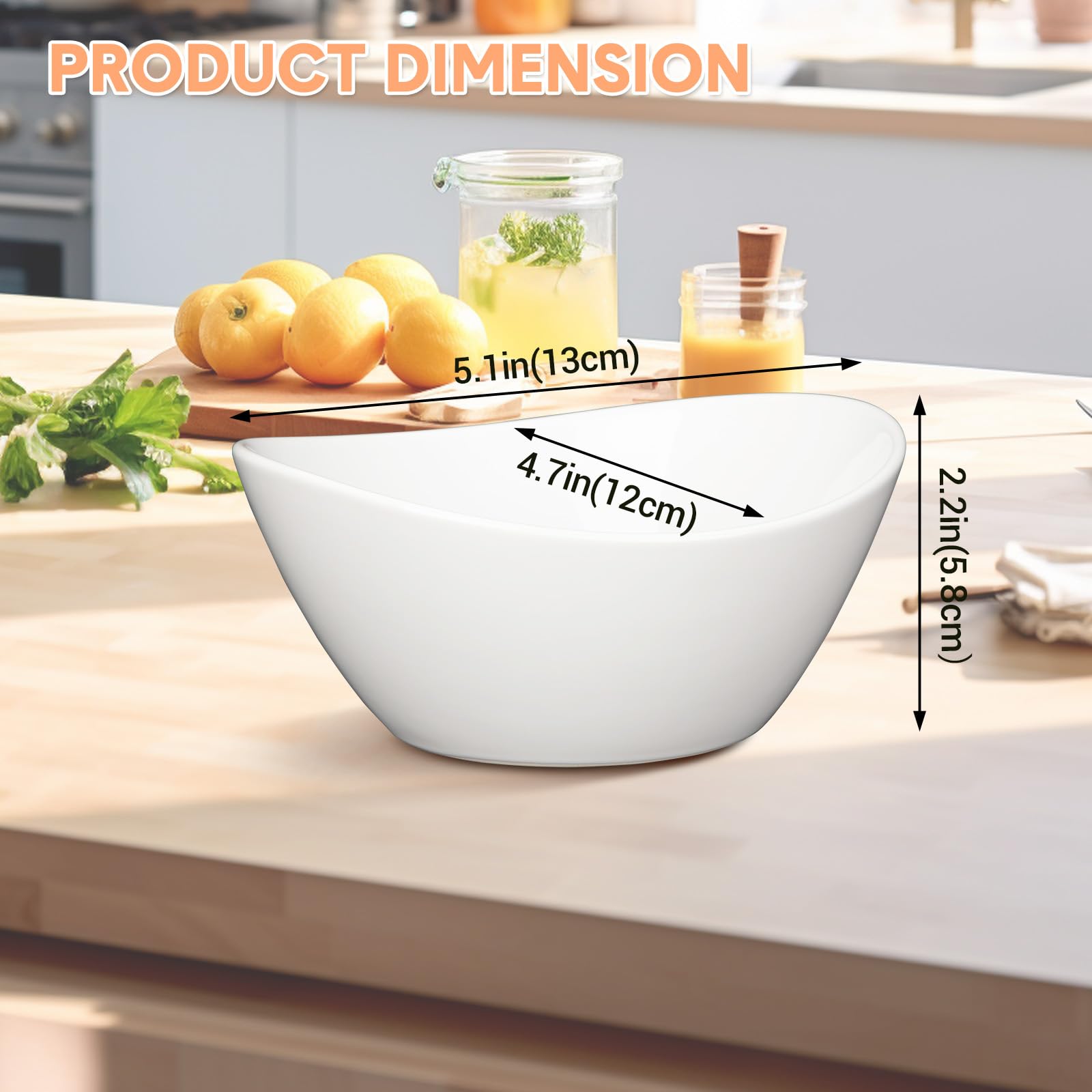 Garvee Set di 4 grandi piatti ovali in porcellana da 42 once, 8 pezzi, bianchi, ergonomicamente impilabili per la cucina e la tavola