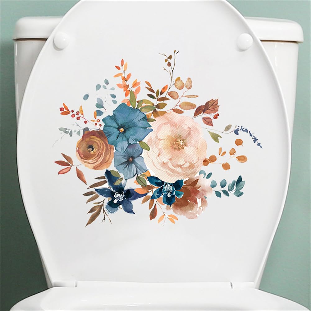 Adesivo per il bagno Garvee con motivo floreale, autoadesivo, impermeabile, rimovibile, in PVC, 30x30 cm, decorazione per sedile del water