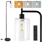 Garvee Lampada da Terra Industriale a Forma di 7 - Accessori in Metallo e Vetro - Design Industriale - Nero