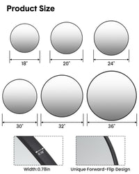 Specchio da parete rotondo Garvee da 24 pollici con cornice in metallo nero moderno per soggiorno, bagno e corridoio