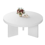 Garvee Tavolino da Caffè Rotondo in Legno, 3 Gambe Resistenti, 85 x 40 cm, Bianco, Stile Rustico, Perfetto per Soggiorno - White