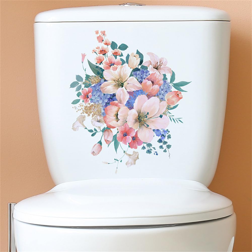 Adesivi per sedile WC Garvee Floral, autoadesivi, rimovibili, in PVC, impermeabili, decorazione per il bagno, stile 2