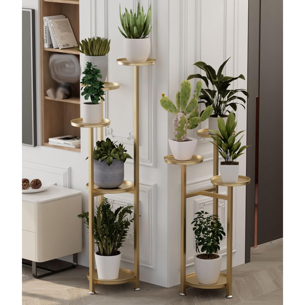 Garvee Plant Shelf Flower Stand con piedini antiscivolo, mensola quadrata in metallo multistrato per soggiorno e camera da letto, salvaspazio, nero