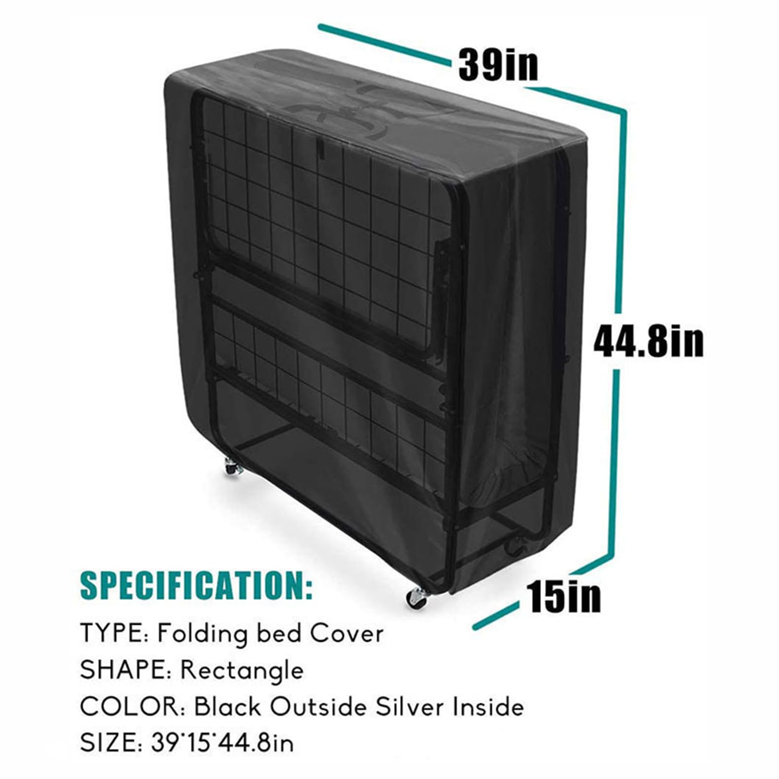 Garvee Copertura Impermeabile per Letto Pieghevole con Cerniera e Coulisse, Protezione Antipolvere Universale, Campeggio e Casa, 33"x13"x42", Poliestere Resistente