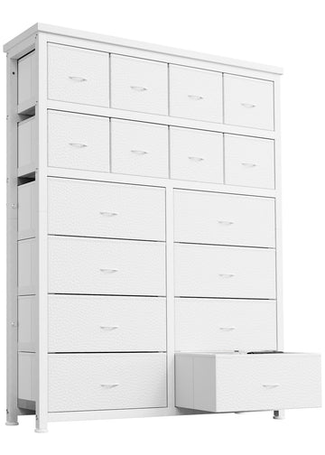Cassettiera Garvee con 16 cassetti in tessuto per camera da letto, soggiorno, ufficio, corridoio, cameretta dei bambini, grande, robusta, grigia