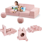Garvee Set Divano Modulare per Bambini 12 Pezzi in Schiuma Morbida, Pieghevole per Cameretta e Sala Giochi, Multicolore