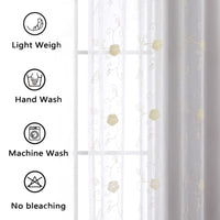 GARVEE Tenda trasparente per cucina, mezza tenda con motivo floreale, tende in voile per bagno, 140x260 cm, beige