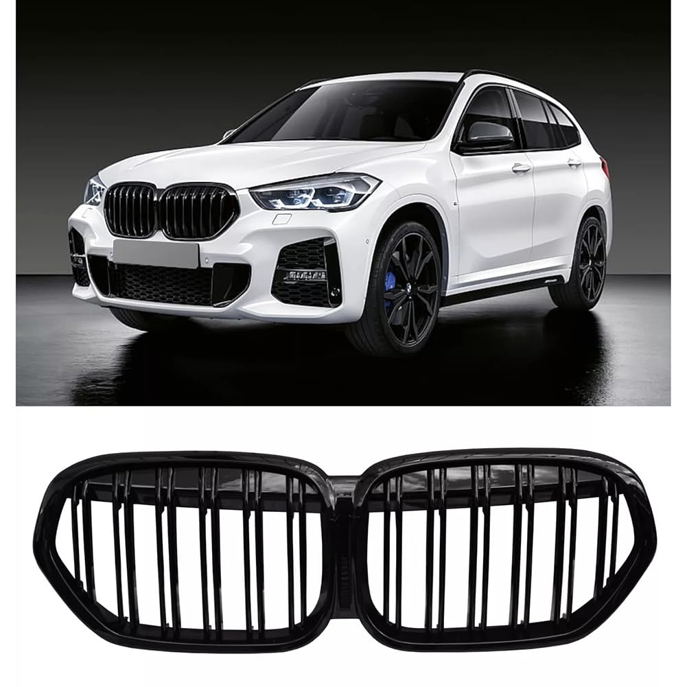 Griglia anteriore Garvee Auto con doppi montanti per X1 F48 F49 2020-2022, plastica ABS, nera, paraurti anteriore, resistente alle intemperie, raffreddamento migliorato