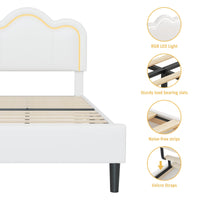 Letto matrimoniale imbottito in velluto Garvee con LED intelligente, testiera regolabile, doghe in legno, gambe in metallo, camera da letto, 10-12 pollici, multicolore