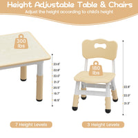 Garvee Tavolo Bambini con 4 Sedie Regolabile Altezza, Piano Scrivibile, Piedi Antiscivolo, Legno Rovere, Casa e Scuola, Multicolore