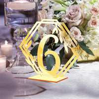 Garvee Set 3D Numeri Tavolo Matrimonio Acrilico Oro Specchio Sechseck Design Elegante Robusto 1-15