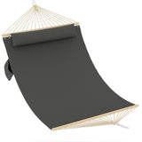 Garvee Amaca Doppia Imbottita in Tessuto con Barre in Legno Massello, Capacità 204 kg, Patio e Giardino, Grande, Colore Naturale - Dark Gray