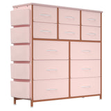 Cassettiera Garvee, 12 cassetti, tessuto con maniglie, struttura in metallo, per camera da letto, cameretta, corridoio, ingresso, robusta, nera - Rosa