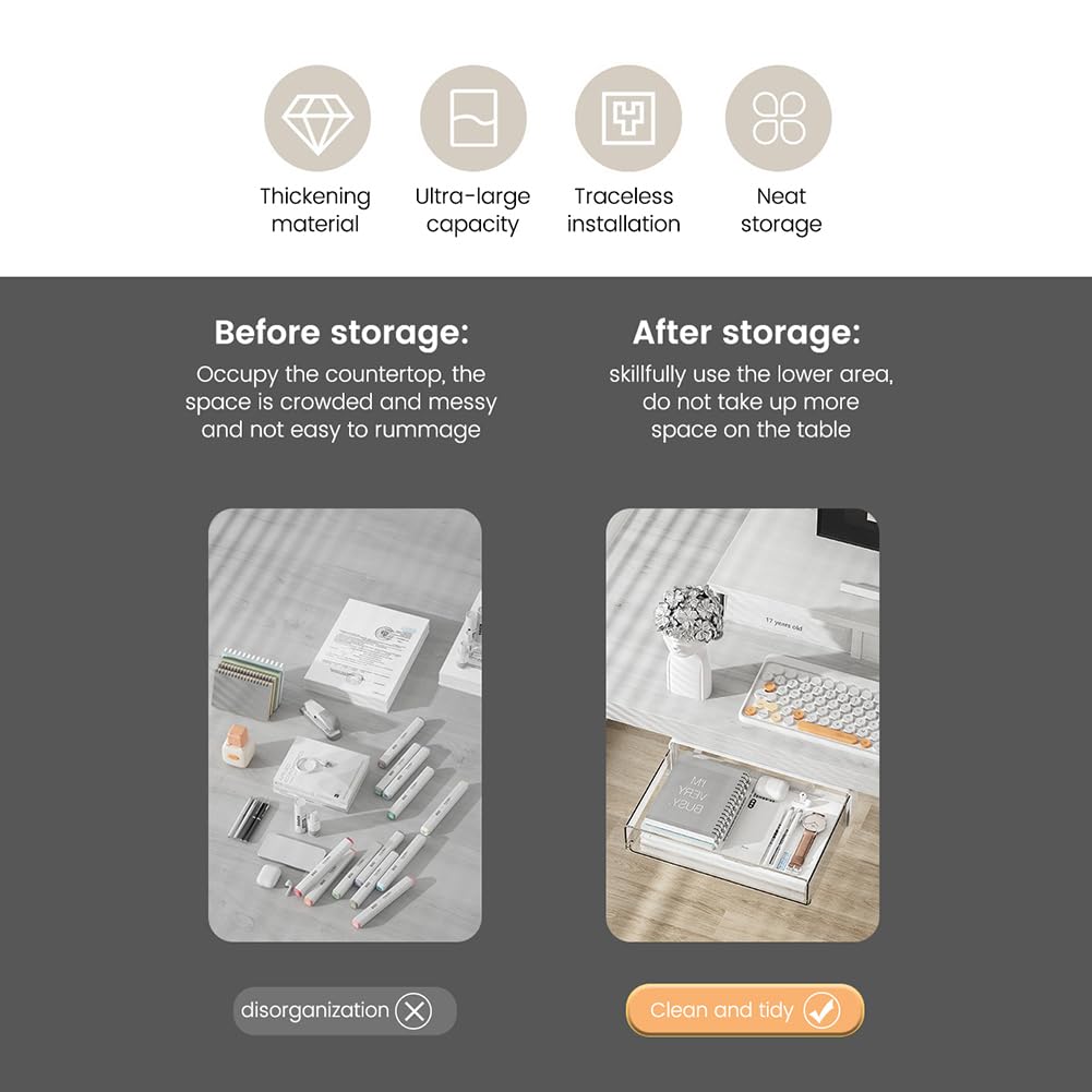 Organizzatore estensibile sottopensile Garvee con cassetti in plastica, cassetti scorrevoli, accessori per cucina e ufficio 31x20x8,6 cm