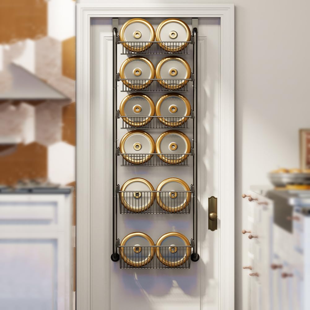 Garvee Organizer per dispensa sopra la porta, porta spezie in metallo con cestelli regolabili per cucina e dispensa, salvaspazio in acciaio al carbonio