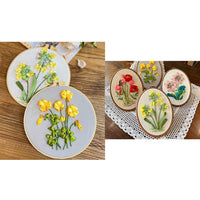 Kit di ricamo Garvee per principianti con motivo floreale 3D, kit di ricamo fai da te con tessuto, telaio, fili, aghi, taglia unica, multicolore