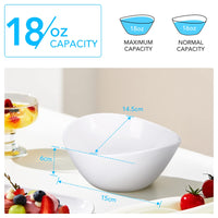 Ciotola per cereali in ceramica Garvee da 6 pollici, set di ciotole in porcellana bianche per cereali, insalata, dessert, zuppa, adatta al microonde e lavabile in lavastoviglie.