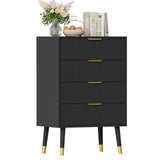Cassettiera moderna Garvee a 5 cassetti con gambe in metallo, maniglie dorate per camera da letto e soggiorno, legno MDF, impermeabile, stabile, elegante color oro - Nero
