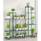 Garvee Plant Stand Mensola angolare con ruote Robusto ferro impermeabile per soggiorno Balcone Giardino Nero - H9037 Modello filato verde