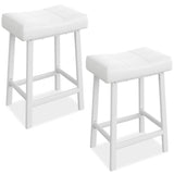 Set di 2 sgabelli da bar Garvee, 24 pollici, in similpelle, seduta imbottita, struttura in metallo, ergonomici, bianchi, per isola cucina e bar - Bianco